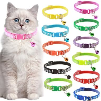 Yellow Dog Collar with Bell, 2-Pack Cat Collar with Bell Reflective Puppy Collar Nylon Soft Adjustable Buckle for XXS XSmall Extra Small Tiny Boy Girl Pets Female Kitten Yorkie Teacup Chihuahua Small - Image 7