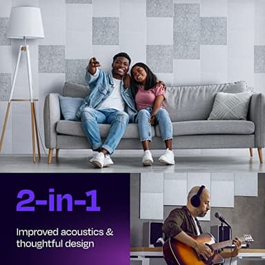 Ekkogo Acoustic Panels 12-Pack Soundproof Wall Panels 12"X12"X0.4" Sound Panels High Density Sound Dampening Panels - [White Square] - Image 2