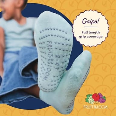 Fruit of the Loom Cotton Grip Socks for Baby and Toddler - Pink Pastel (2-4 Years) - Image 3