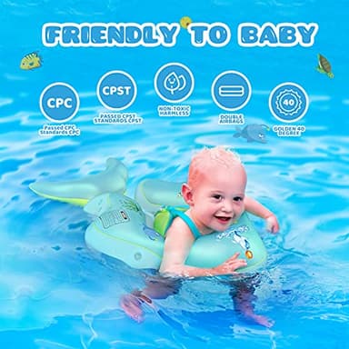 No Flip Over Baby Pool Float with Canopy UPF50+ Sun Protection, Sponge Safety Support Bottom, Fun Gifts Water Toys Accessories Inflatable Baby Swim Floats for Pool 3-36 Months - Image 5