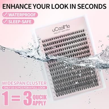 Flora Lash Clusters Kit 8-18mm Hybrid Volume Wispy Eyelash Clusters D Curl - WideSpan DIY Eyelash Extension Kit Spiky Cat Eye Lashes Individual Fake Eyelashes Clusters Kit 0.05mm Ultra-Thin Black Band - Image 4