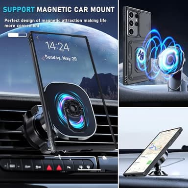 Janmitta Compatible with Samsung Galaxy S25 Ultra Case Built in Slide Camera Lens Cover+Screen Protector+Finger Ring Holder Kickstand,Heavy Duty Shockproof Full Body Phone Cover,2025 Black - Image 7