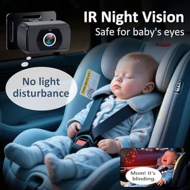 2-Kids Baby Car Camera for Seat: 6.9 Inch Ultrawide Display with Two Cameras Rear Facing - USB Powered Backseat Camera HD 1080P Easy to Install - Image 5