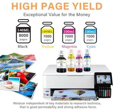 Welacer Sublimation Ink 440ML Autofill Bottles Refill for ET-2800 ET2400 ET-15000 ET-2803 ET-2850 ET2720 ET2760 ET2750 ET4800 etc.High-Yield Inkjet Printers Heat Press Transfer on Mugs - Image 6