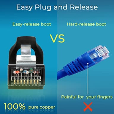 Rapink Patch Cables Cat6 1ft (24 Pack), Ethernet Patch Cable 10G, Cat 6 Patch Cable for Patch Panel to Switch, Flexiable Cat 6 Ethernet Cable with Gold Plated Black - Image 6