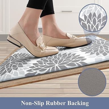 HEBE Anti Fatigue Kitchen Rug Sets 2 Piece Non Slip Kitchen Mats for Floor Cushioned Kitchen Rugs and Mats Waterproof Comfort Standing Mat Runner for Kitchen,Home Office,Sink,Laundry - Image 4