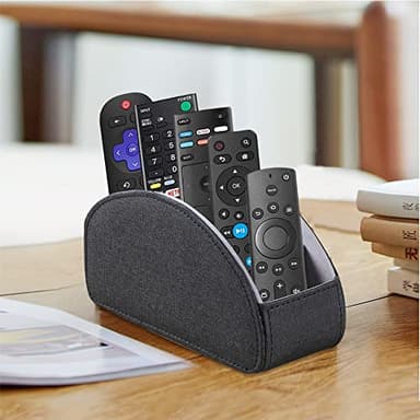 Fanousy TV Remote Control Holder for Table with 5 Compartments, PU Leather Remote Caddy Remote Storage, Remote Organizer for Nightstand Bedside Desk Table Desktop Office Supplies - Image 5