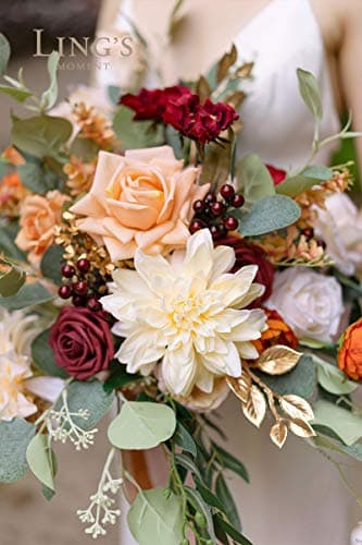 Ling's Moment Terracotta Artificial Flowers Greenery Grand Box Set, Burnt Orange & Pink Fake Flower for DIY Wedding Bridal Bouquet, Centerpieces Decor, Floral Arrangement Decor, etc. - Image 3
