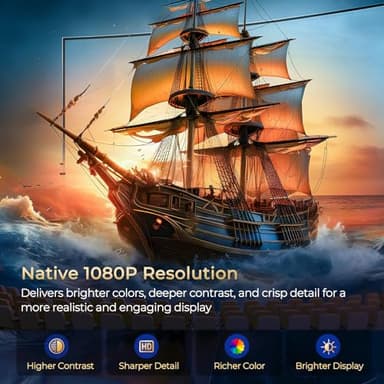 Native 1080P Mini Projector with 4K Support, Auto Focus & Keystone Proyector, Android 11 Smart WiFi 6 Bluetooth 5.4, Portable Outdoor Movie Projectir for iPhone/Netflix/Camping, Home Theater Gift - Image 4