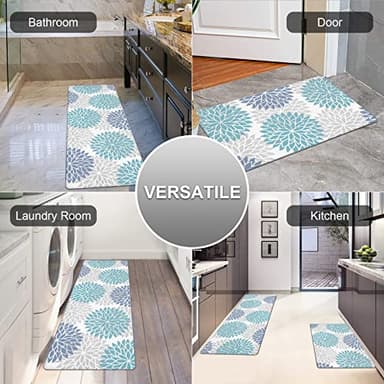 HEBE Anti Fatigue Kitchen Rug Sets 2 Piece Non Slip Kitchen Mats for Floor Cushioned Kitchen Rugs and Mats Waterproof Comfort Standing Mat Runner for Kitchen,Home Office,Sink,Laundry - Image 2