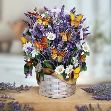 Freshcut Paper Pop Up Cards, Lavender & Butterflies, 12 Inch Life Sized Forever Flower Bouquet 3D Popup Greeting Card, Birthday & Thank You Card, Blank Notecard & Envelope - Image 7