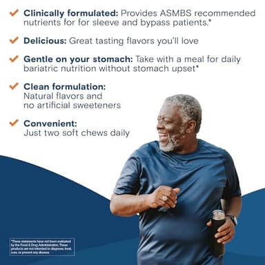 Bariatric Fusion Bariatric Multivitamin Soft Chew | Mixed Berry Fruit Flavor Chewy | Sugar Free Chewable Multivitamin Post Bariatric Surgery | Gastric Bypass and Sleeve | 60 Count | 1 Month Supply - Image 5