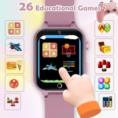 Luyiilo Kids Games Watch, with 26 Puzzle Games, Touch Screen, HD Camera, Alarm Clock, Toys for Ages 4-12 Years Old.Birthday Gift for Boys Girls (Pink) - Image 4