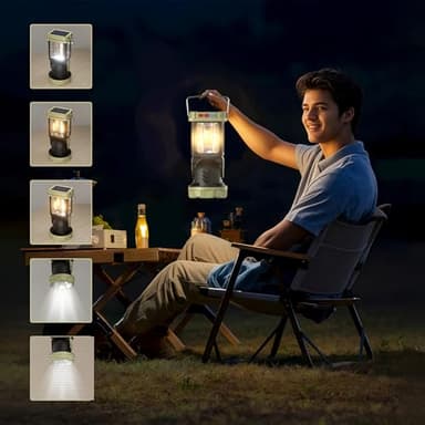 HOMY Solar Camping Lantern: Dual Solar/USB-C Charging, Super Bright LED, Adjustable Brightness, Swivel Spotlight, Lightweight Compact for Camping, Storm Outages, Outdoor Use - Image 9