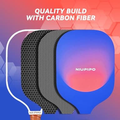 Niupipo Pickleball Paddles - Carbon Fiber Pickleball Paddle Set of 2 with Advanced Friction Coating Paddle Face & Enhanced Sweet Spot, Comes with 4 Balls, 2 Overgrips, 2 Ball Pickers & a Pro Bag - Image 6