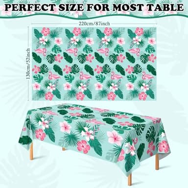 Luau Party Decorations - Plastic Tablecloth for Tropical Party Decorations | Hawaiian Themed Palm Leaves Summer Beach Favors Supplies,2 Pack - Image 2