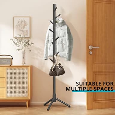 Z&L HOUSE Coat Rack Freestanding, Pure Natural Solid Wooden Coat Tree, 8 Hooks And Adjustable Height Floor Hanger, Used In The Bedroom Living Room Office To Hang Clothes, Hats, Bags - Image 2