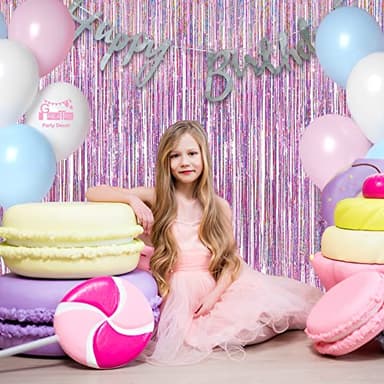 Pink Tinsel Curtain Party Backdrop - GREATRIL Foil Fringe Curtain Lilac Pink Party Streamers for Birthday Girl Princess Bachelorette Euphoria Taylor Themed Party Decorations - 2 Packs - Image 6