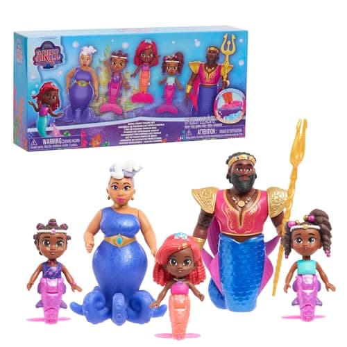 Just Play Disney Junior Ariel Royal Family 6-Piece Color-Change Mermaid Figure Set, Kids Toys for Ages 3 Up - Image 1