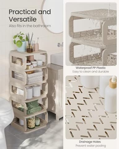 SONGMICS Shoe Rack, Shoe Organizer, 12 Shelves, Shoe Storage, Narrow Shoe Shelf, Open Shelf for Entryway, Living Room, Bathroom, Space-Saving, Cappuccino Beige ULPC038K01 - Image 5