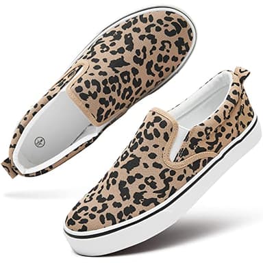 Women's Slip on Shoes Canvas Sneakers Loafers Non Slip Shoes Low Top Casual Low Cut Shoes (Leopard, US7.5)… - Image 1