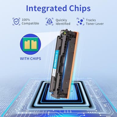 206A Toner Cartridges 4 Pack (with Chip) Compatible Replacement for HP 206A 206X for Color Laserjet Pro MFP M283fdw M283cdw M283fdn M282nw Pro M255dw M255nw M283 M255 Printer W2110A W2110X High Yield - Image 7