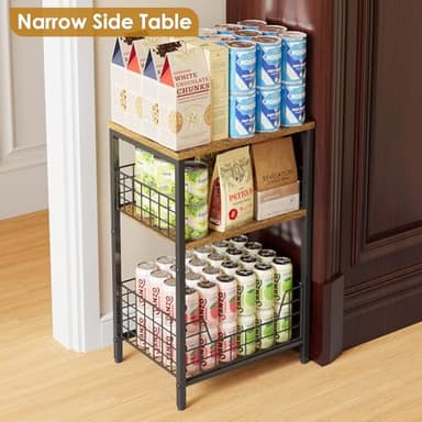 X-cosrack Side Table, Small End Table Record Player Stand with Storage, Vinyl Record Storage Night Stand for Living Room, Bedroom,Office(Patent Pending)(Rustic Brown & Black) - Image 7