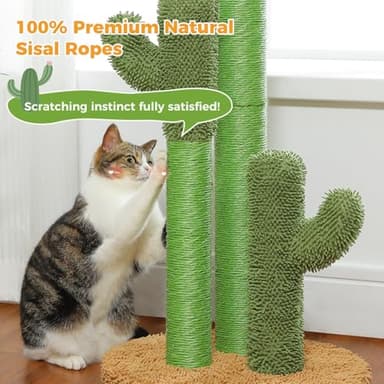 PAWZ Road Cat Scratching Post Cactus Cat Scratcher Featuring with 3 Scratching Poles and Interactive Dangling Ball - 35 Inches - Image 5
