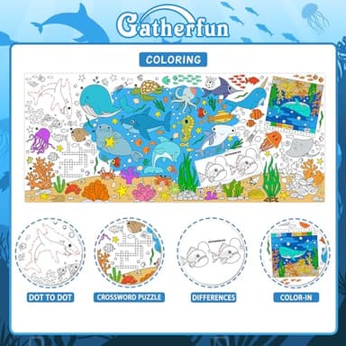 Gatherfun Under The Sea Party Giant Coloring Poster - 31.5x 72 Inches - Versatile Classroom Wall Décor & Birthday Activity - Sea Animal Poster or Table Cover for School Parties and Special Events - Image 2