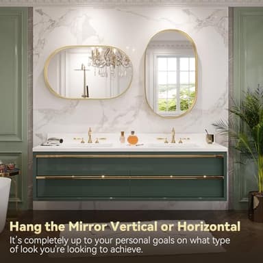 Brightify Gold Oval Mirror for Bathroom 20x36 Inch, Metal Framed Bathroom Vanity Mirrors Gold, Modern Wall Mirror for Bedroom Living Room Wall Decorative Hang Vertical and Horizontal - Image 4