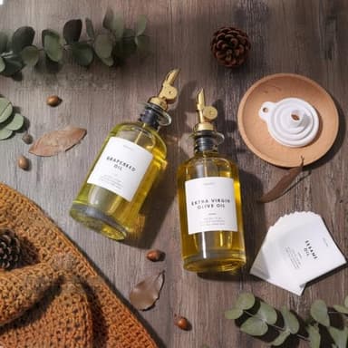Molimoli - Premium Olive Oil Dispenser Bottles for Kitchen with Pourer - Oil and Vinegar Dispenser Set, Glass Dispenser for Kitchen, Dispenser Bottle of 350ml - Set of 2 - Image 3
