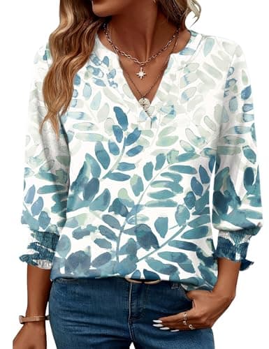 LOMON Women's 2025 Fashion Tops 3/4 Length Sleeve Business Casual Blouses Summer Tees Shirts - Image 1