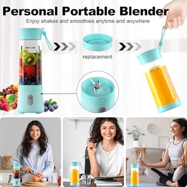COKUNST 18oz Portable Blender, USB Rechargeable Personal Size Blenders, Smoothie Blender with 6 Blades for Protein & Shakes, Mini juicer with Extra Handle Lid for Travel Sports Outgoing - Image 2