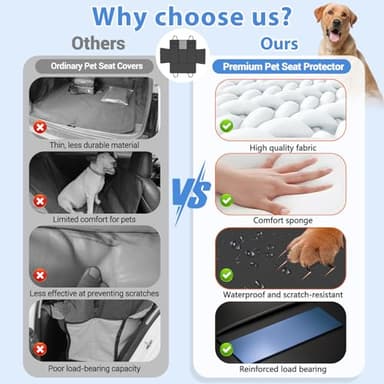 YFChangle Hard Bottom Dog Car Seat Cover for Back Seat – Waterproof Nonslip Hammock Extender for Trucks & SUVs, Heavy Duty Pet Protector, Black Faux Leather - Image 4