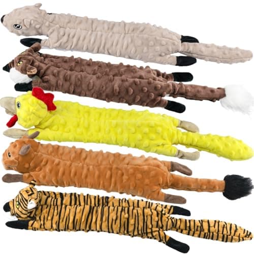 SHARLOVY Dog Squeaky Toys 5 Pack, Bubble Plush Puppy Teething Pet Toys, Crinkle No Stuffing Animals Dog Toy, Doggies Chew for Large Small Medium Breeds - Image 1