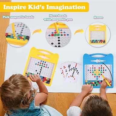 Magnetic Drawing Board for Kids, Toddler Magnet Doodle Board with 2 Pens, Magnetic Dot Art, Fine Motor Skills Toys, Airplane Travel Essentials Toys for Boys Girls (Yellow Cat) - Image 6