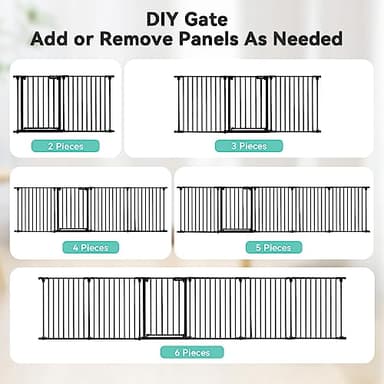 COMOMY 150" Extra Wide Baby Gate with Door, Dog Gates for The House Doorways Fireplace, Auto Close Baby Fence Play Area, Walk Through Pet Gate, Hardware Mounted Baby Gate, 6-Panels (30" Tall, Black) - Image 5