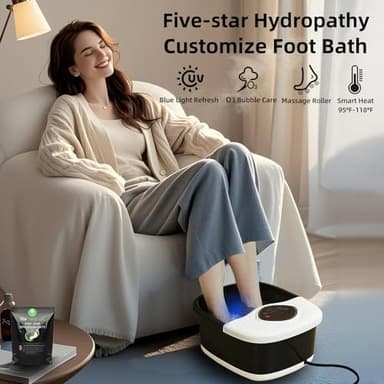closewave Foot Spa Bath Massager with Heat, Shiatsu Rollers, UV & Ozone Bubbles - Includes Tea Tree Oil Epsom Salt, Relieves Stress and Foot Pain - Home Pedicure Soak Tub Gift for Women/Men, Mom/Dad - Image 4