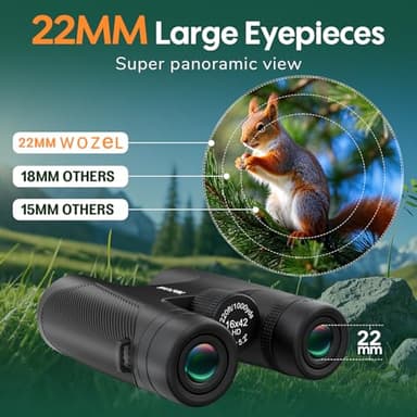 WOZEL 16x42 Binoculars for Adults High Powered - HD Clear Low Light Vision with Large Bright View - Powerful Binoculars for Brid Watching Hunting Travel Hiking Concerts - Black - Image 4