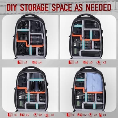 RAINSMORE Camera Backpack Camera Bag for DSLR/SLR Mirrorless 14 Inch Laptop Camera Backpack for Photographers Anti-theft Photography Bag with Rain Cover, Tripod Holder, Black - Image 2