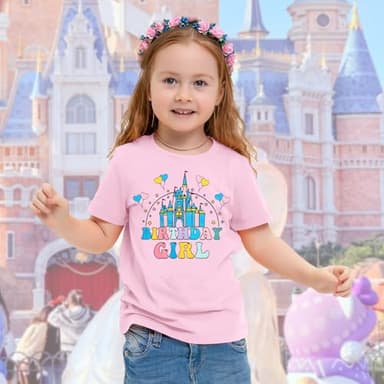 Birthday Girl Shirt Magical Castle Tshirt Birthday Shirts for Kids Funny Birthday Party Gift Tees Cute Graphic Tops A-Pink - Image 5