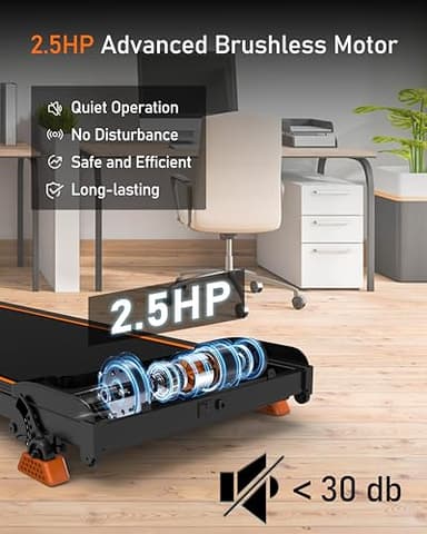 YRUN Walking Pad Treadmill with 4 Level Incline, 2.5HP Quiet Brushless Under Desk Small Treadmill for Home and Office Black - Image 3
