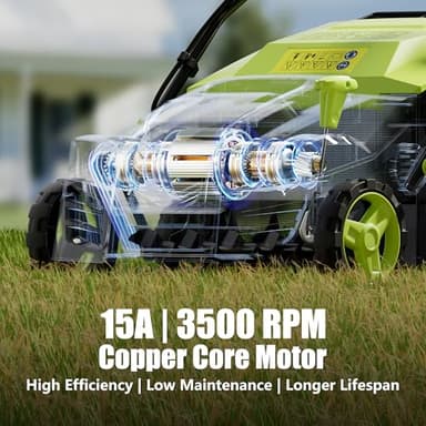 16-Inch Electric Dethatcher and Scarifier, YERYORK 2-in-1 Lawn Dethatcher with Powerful 15 AMP Motor 14.5Gal Collection Bag 5-Position Depth Foldable Handle for Lawns & Garden (Green) - Image 2