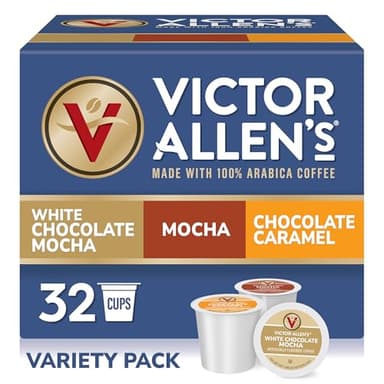 Victor Allen's Coffee Mocha Variety Pack (White Chocolate Mocha, Mocha, Chocolate Caramel), 32 Count, Single Serve Coffee Pods for Keurig K-Cup Brewers - Image 1
