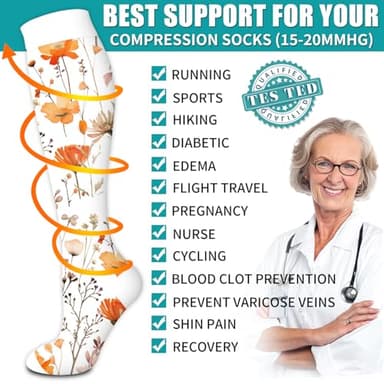 BLUEENJOY Copper Compression Socks for Women & Men (6 pairs) - Best Support for Nurses, Running, Hiking, Recovery - Image 5