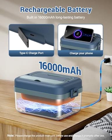 VASG Cordless Electric Lunch Box for Adults, 16000mAh Rechargeable Auto Heated Lunch Box, 1L Portable Self-Heating Food Warmer for Office, Picnic, Car & Outdoor Use - Image 4