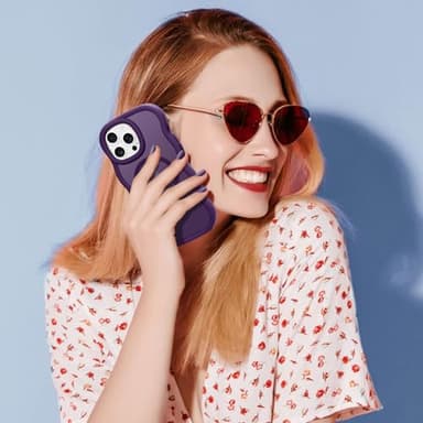 Pepmune for iPhone 16 Pro Max Case, Curly Wavy Frame Hard Translucent Matte Clear Back Cover for Women Men Compatible with Magsafe TPU Bumper Shockproof Phone Case for iPhone 16 Pro Max, Purple - Image 7