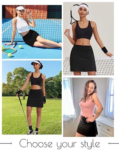 Ekouaer Golf Skort for Girls Comfy Active Athletic Skirt with Shorts Running Tennis Sport(FBA) Black - Image 6