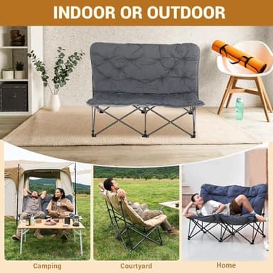 KingCamp Double Butterfly Chair, Oversized Thick Padded Camping Couch Portable Folding Loveseat 600lbs Heavy Duty Comfy Seat with High Back & Carry Bag for Outdoor Indoor Patio Home Living Bed Room - Image 6