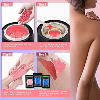 Wax Beads for Hair Removal 10.5 oz (300 g), Auperwel Hard Wax Beads for Sensitive Skin Brazilian, Face, Bikini, Eyebrow, Legs, Painless Waxing Beads for Women Men, 3 packs Wax Kit with 10 Wax Sticks - Image 3
